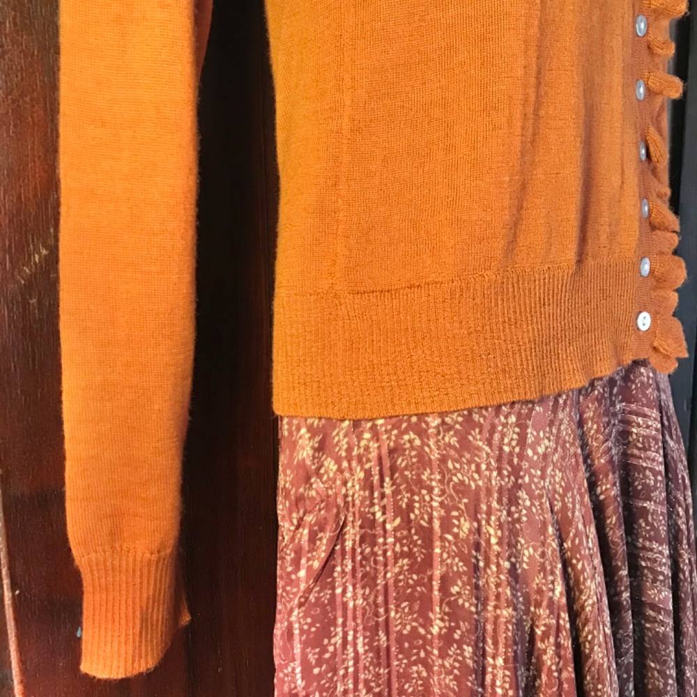 Zara Rust Ruffle-Trim Button Cardigan - Picture 10 of 15